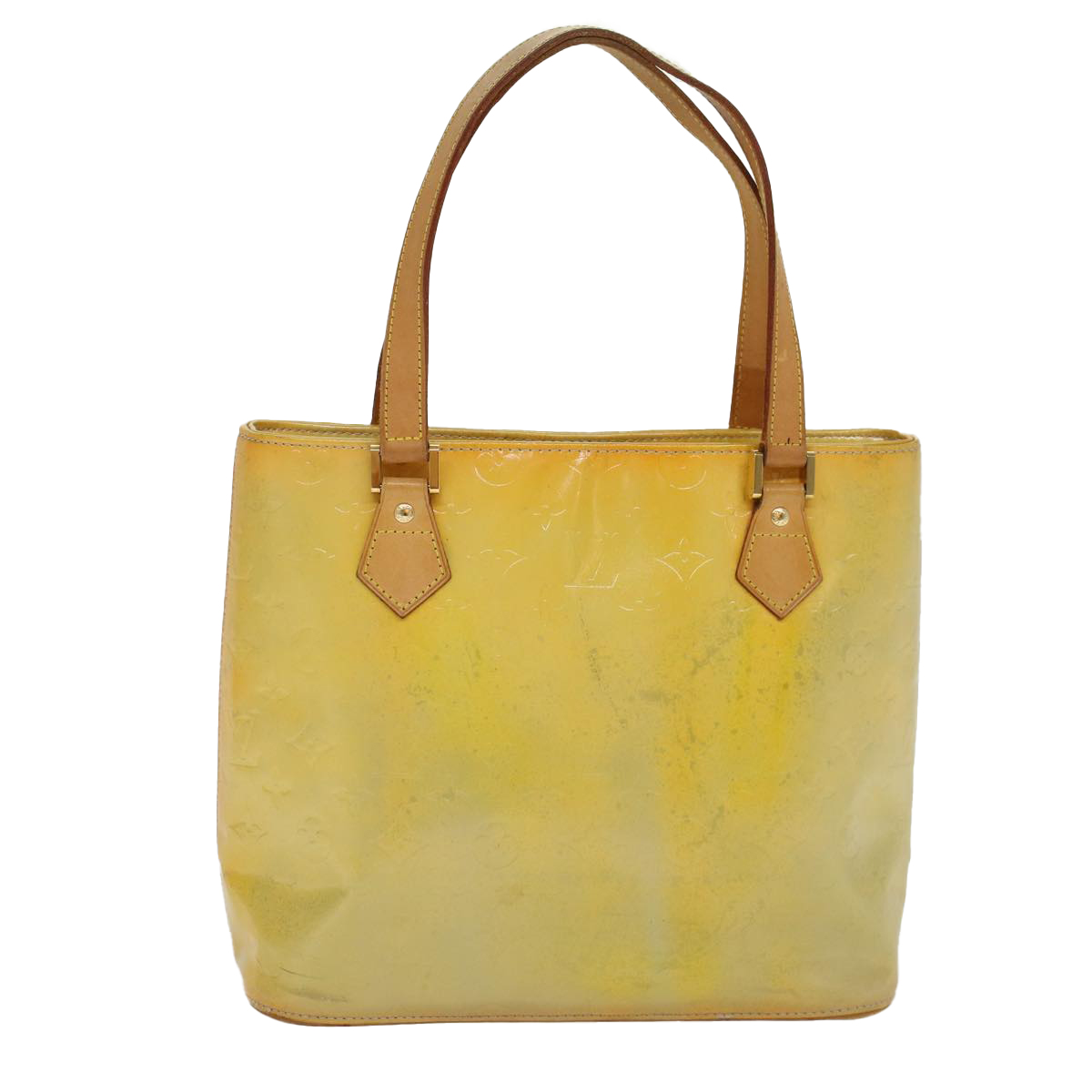 Louis Vuitton Monogram Vernis Houston Hand Bag Lime Yellow M91055 Lv Auth 46748